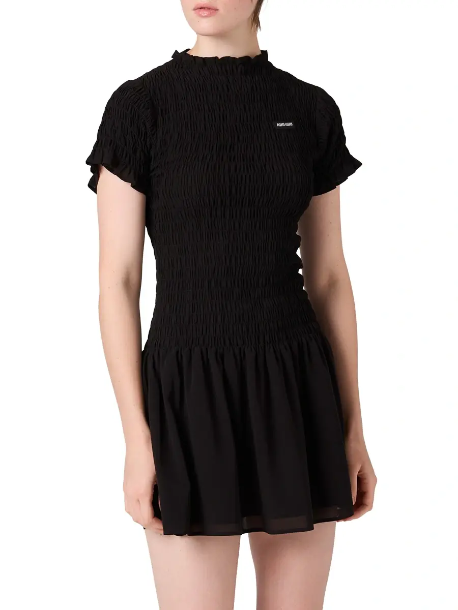 Miu Miu Women's Georgette Mini-Dress | Thumbnail 2 Miu Miu Women's Georgette Mini-Dress | Thumbnail 2