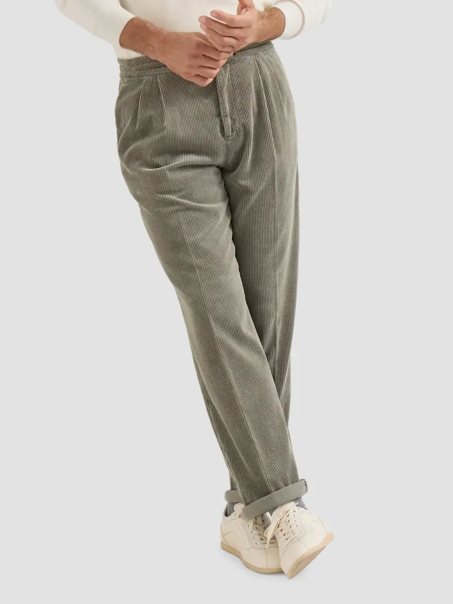 Brunello Cucinelli Men's Garment-Dyed Trousers in Cotton Corduroy - Brown | Thumbnail 5