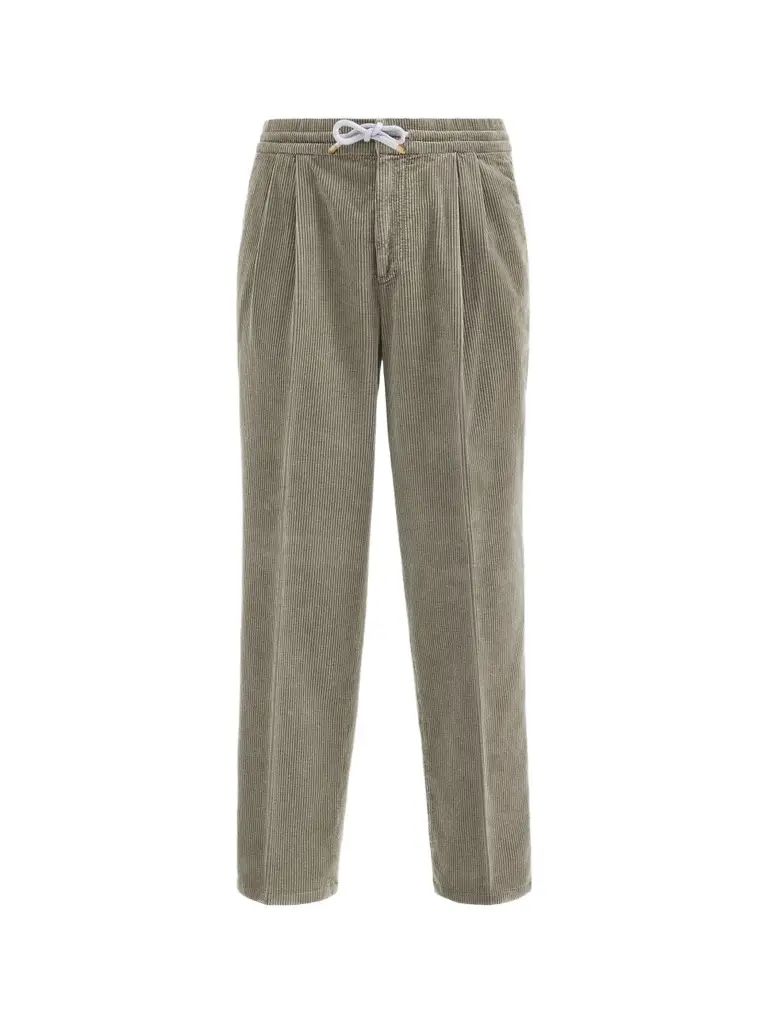 Brunello Cucinelli Men's Garment-Dyed Trousers in Cotton Corduroy - Brown