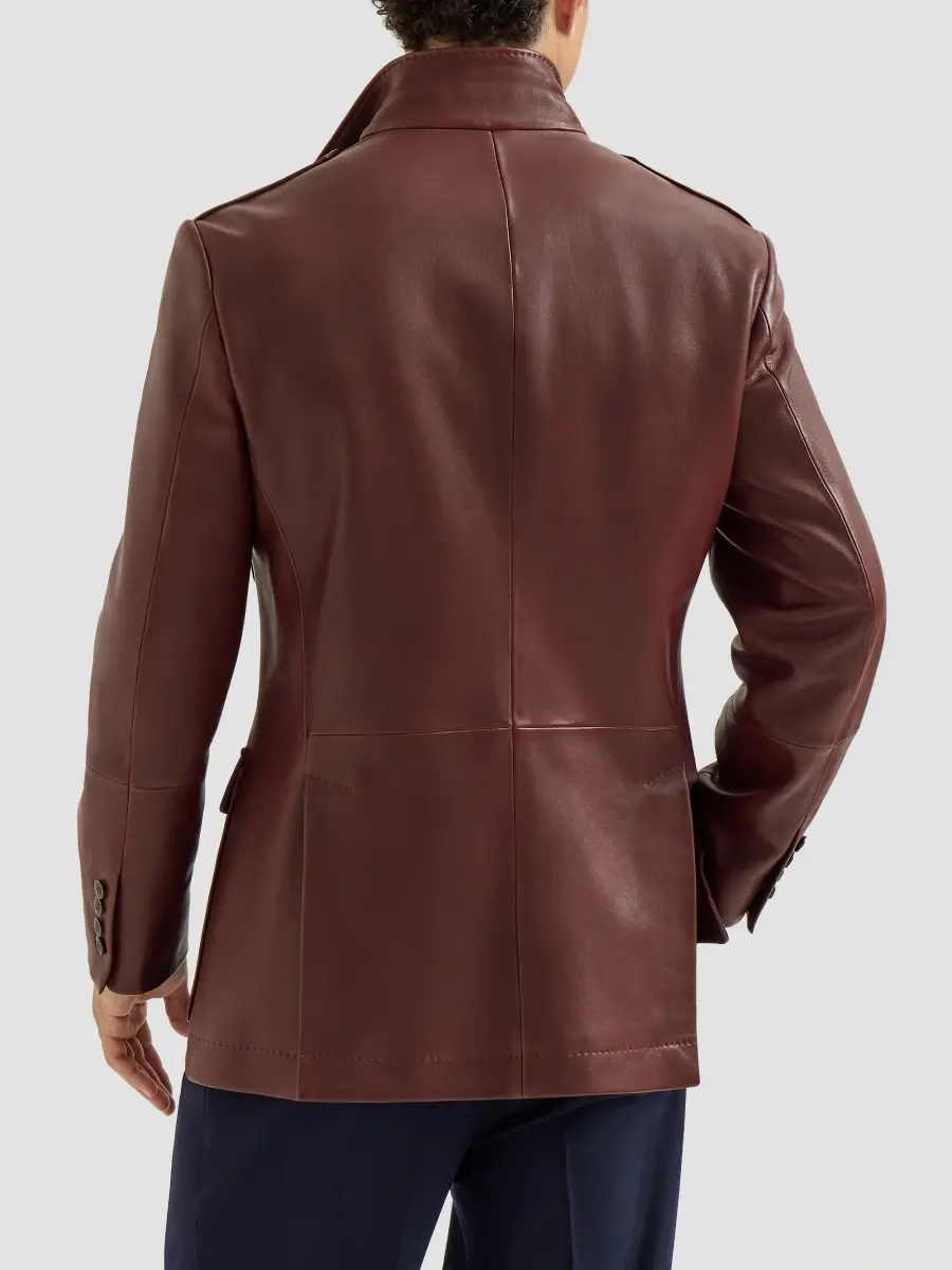 Brunello Cucinelli Men's Polished Nappa Leather Utility Blazer Jacket | Thumbnail 4 Brunello Cucinelli Men's Polished Nappa Leather Utility Blazer Jacket | Thumbnail 4