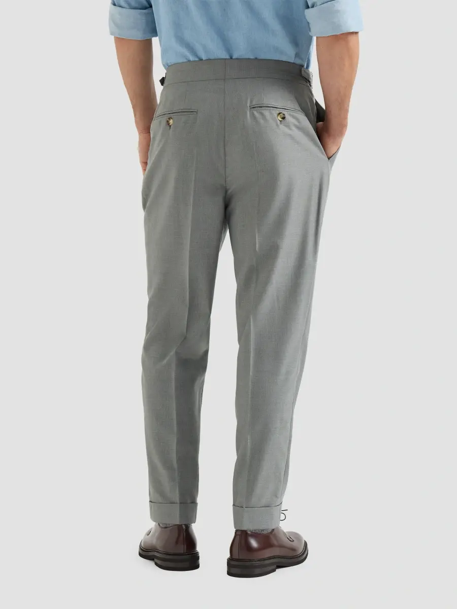 Brunello Cucinelli Men's Virgin Wool and Silk Lightweight Hopsack Trousers | Thumbnail 4 Brunello Cucinelli Men's Virgin Wool and Silk Lightweight Hopsack Trousers | Thumbnail 4