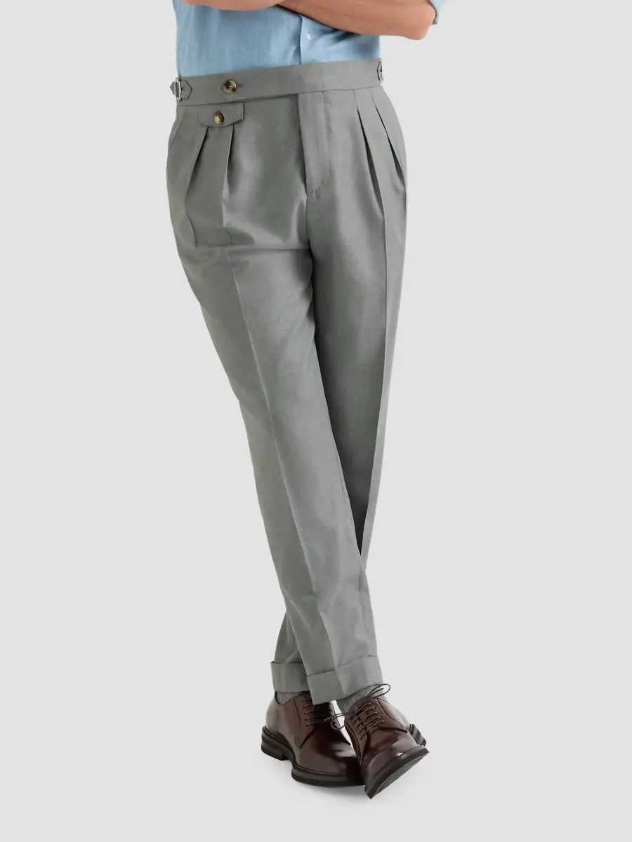 Brunello Cucinelli Men's Virgin Wool and Silk Lightweight Hopsack Trousers | Thumbnail 6 Brunello Cucinelli Men's Virgin Wool and Silk Lightweight Hopsack Trousers | Thumbnail 6