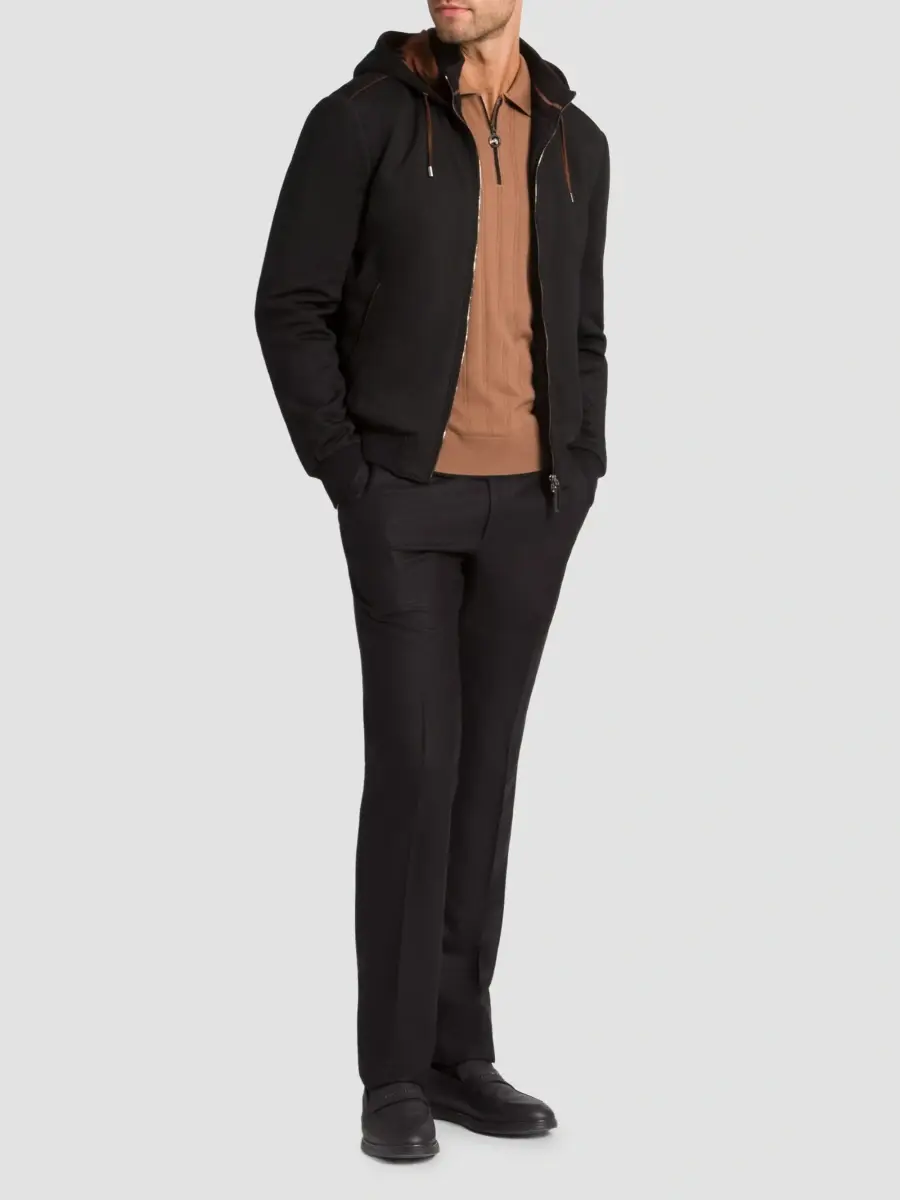 Stefano Ricci Men's Wool Hooded Zip Blouson Sweater | Thumbnail 2 Stefano Ricci Men's Wool Hooded Zip Blouson Sweater | Thumbnail 2