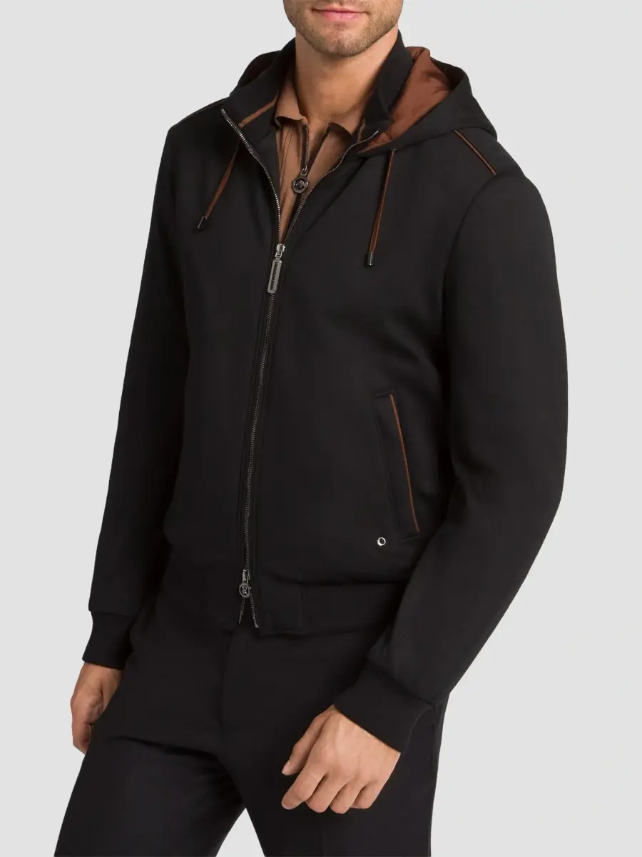 Stefano Ricci Men's Wool Hooded Zip Blouson Sweater | Thumbnail 3 Stefano Ricci Men's Wool Hooded Zip Blouson Sweater | Thumbnail 3