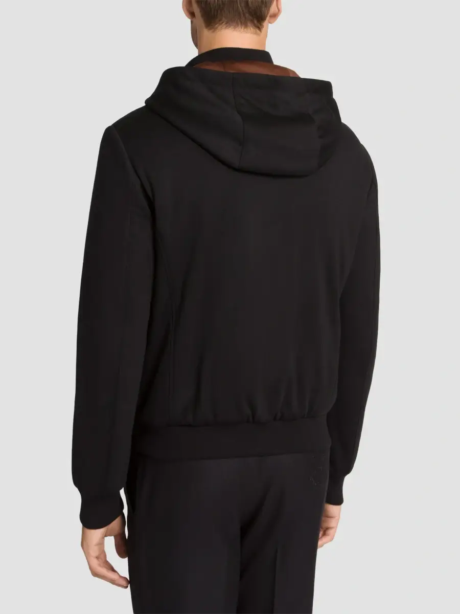 Stefano Ricci Men's Wool Hooded Zip Blouson Sweater | Thumbnail 4 Stefano Ricci Men's Wool Hooded Zip Blouson Sweater | Thumbnail 4