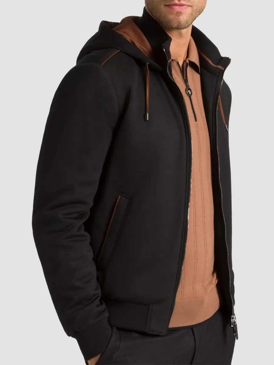 Stefano Ricci Men's Wool Hooded Zip Blouson Sweater | Thumbnail 5 Stefano Ricci Men's Wool Hooded Zip Blouson Sweater | Thumbnail 5