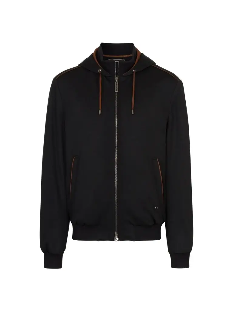 Stefano Ricci Men's Wool Hooded Zip Blouson Sweater