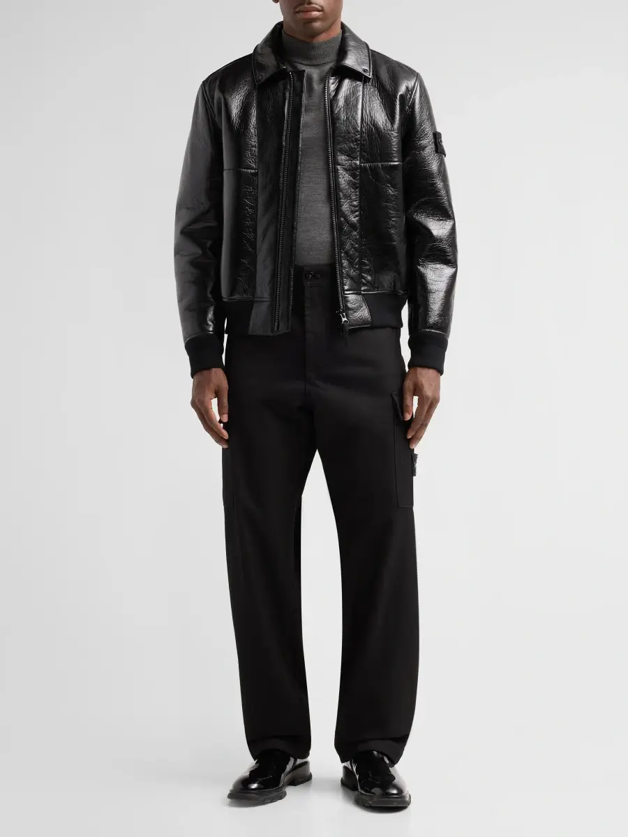 Stone Island Men's Leather Bomber Jacket | Thumbnail 2