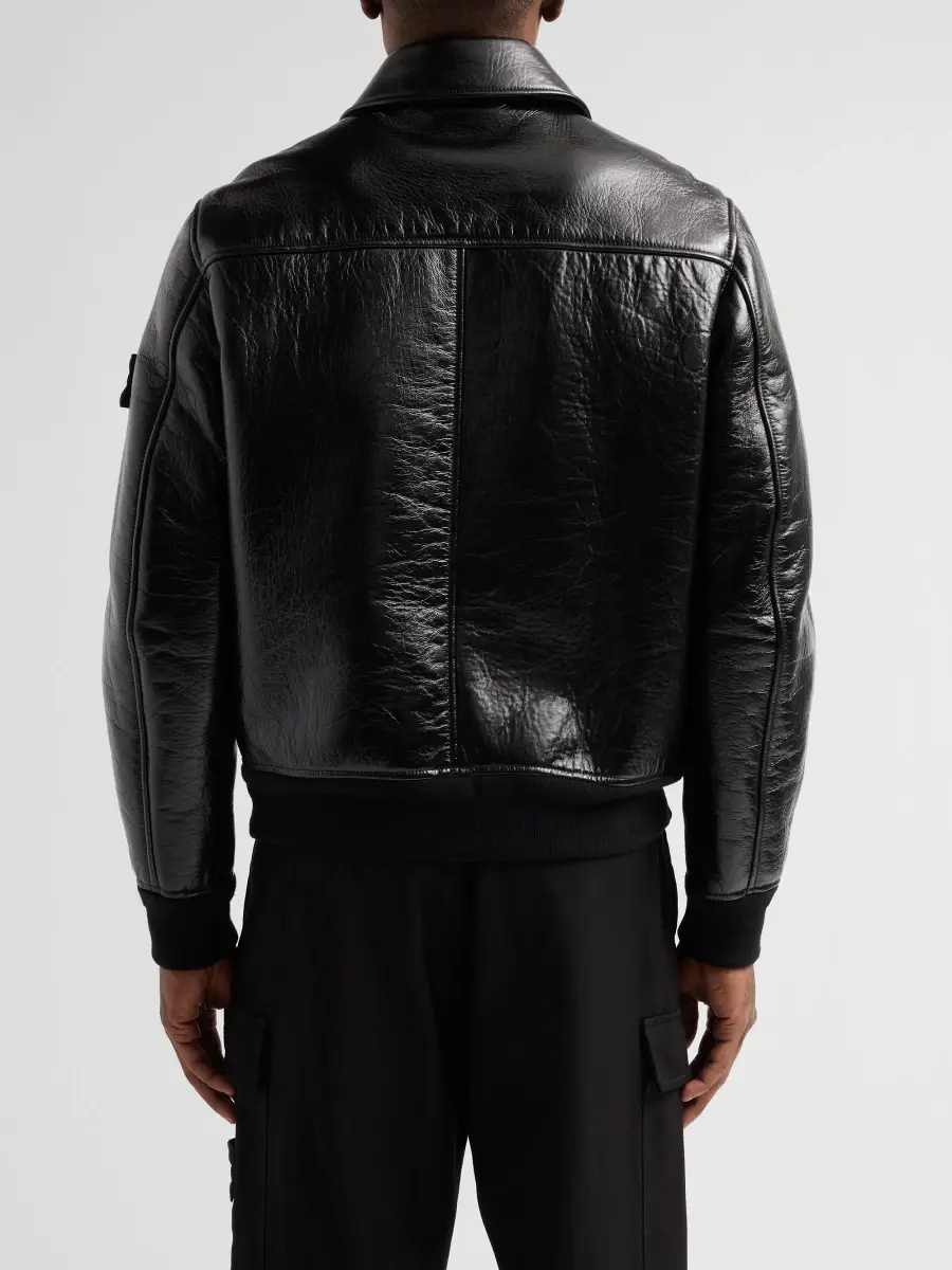 Stone Island Men's Leather Bomber Jacket | Thumbnail 3