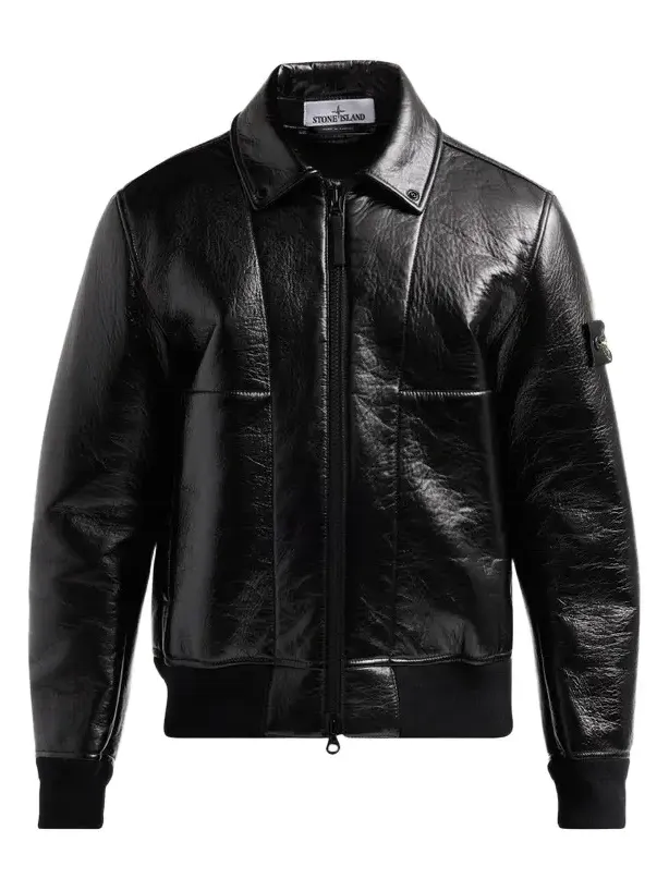 Stone Island Men's Leather Bomber Jacket