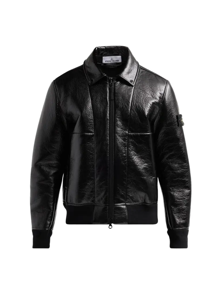 Stone Island Men's Leather Bomber Jacket
