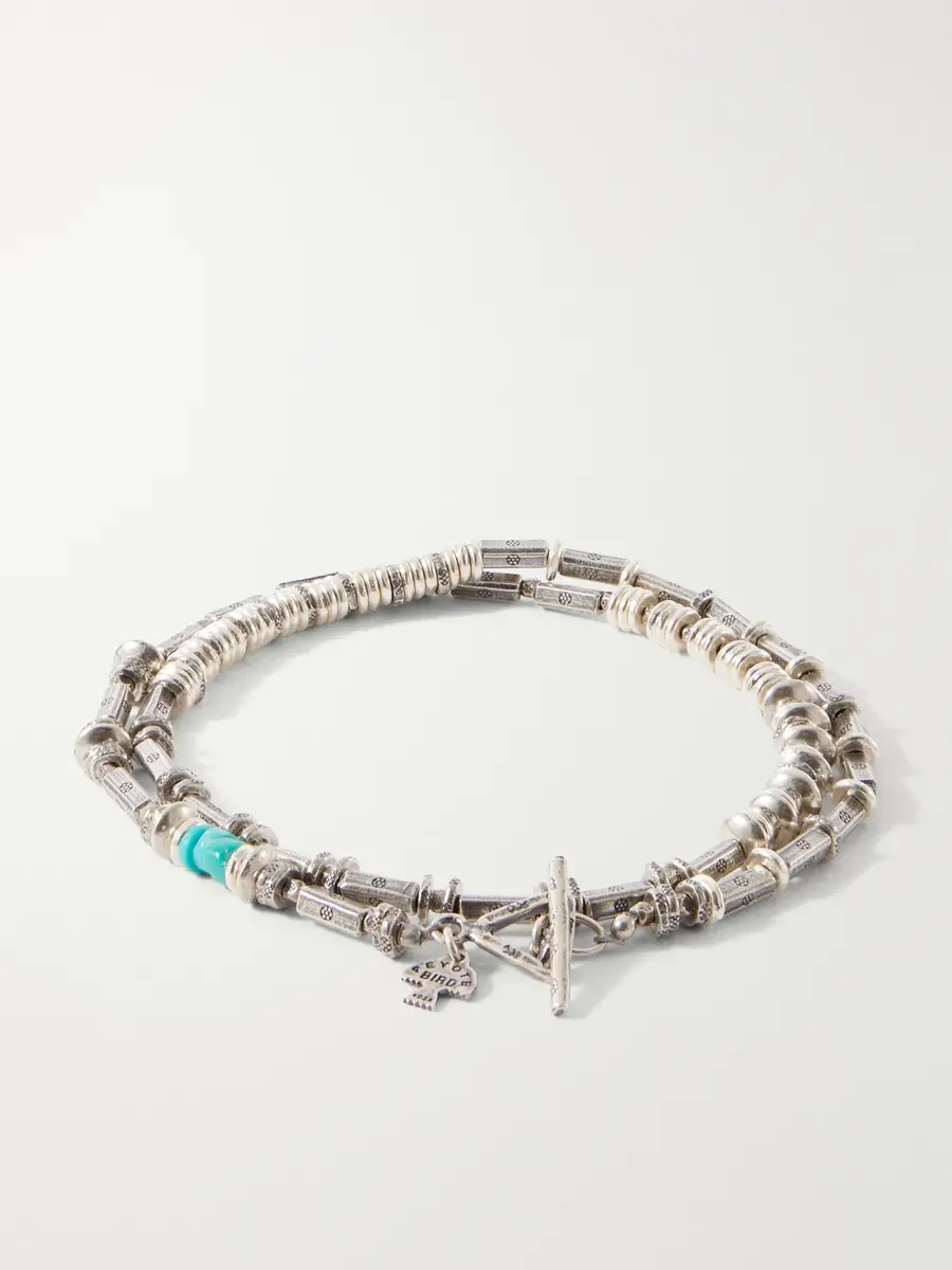 Peyote Bird Patina Wrap Sterling Silver and Turquoise Bracelet - Men | Thumbnail 4 Peyote Bird Patina Wrap Sterling Silver and Turquoise Bracelet - Men | Thumbnail 4