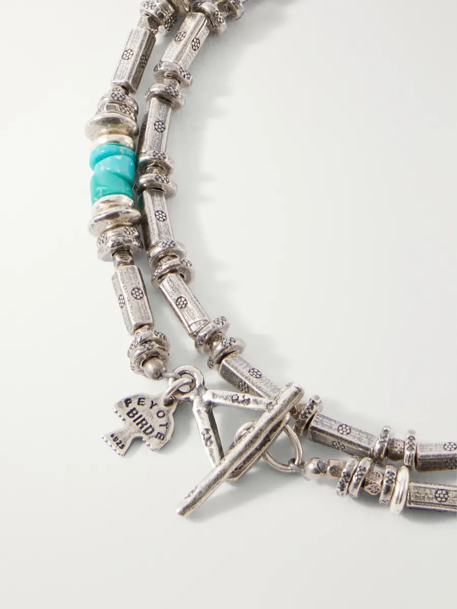 Peyote Bird Patina Wrap Sterling Silver and Turquoise Bracelet - Men | Thumbnail 5 Peyote Bird Patina Wrap Sterling Silver and Turquoise Bracelet - Men | Thumbnail 5
