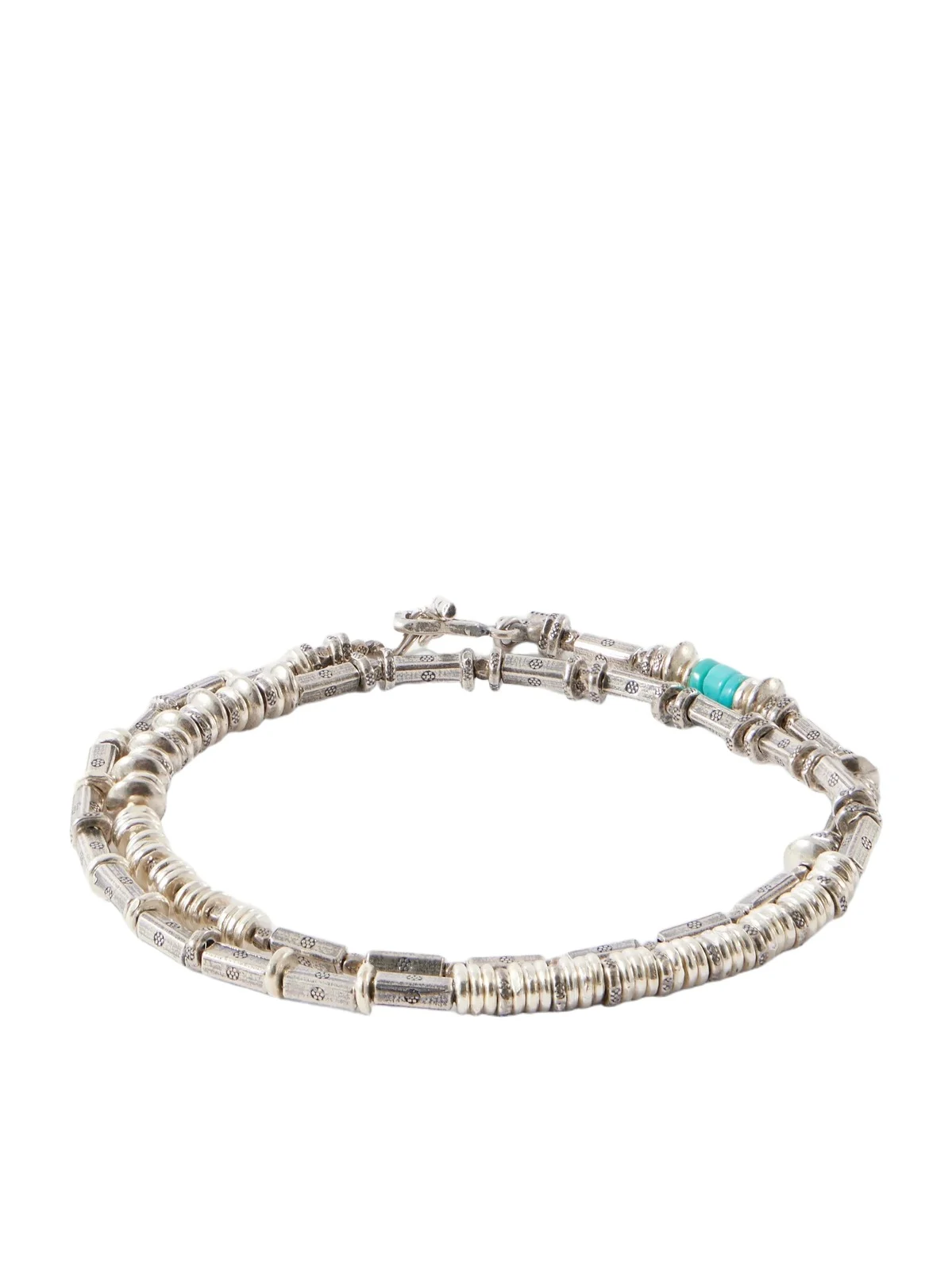 Peyote Bird Patina Wrap Sterling Silver and Turquoise Bracelet - Men