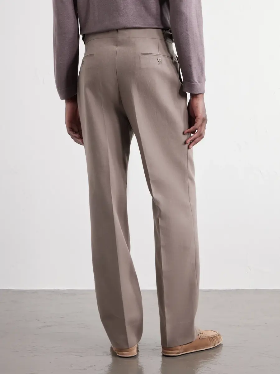 Stòffa Straight-Leg Pleated Cotton-Twill Trousers - Men | Thumbnail 4