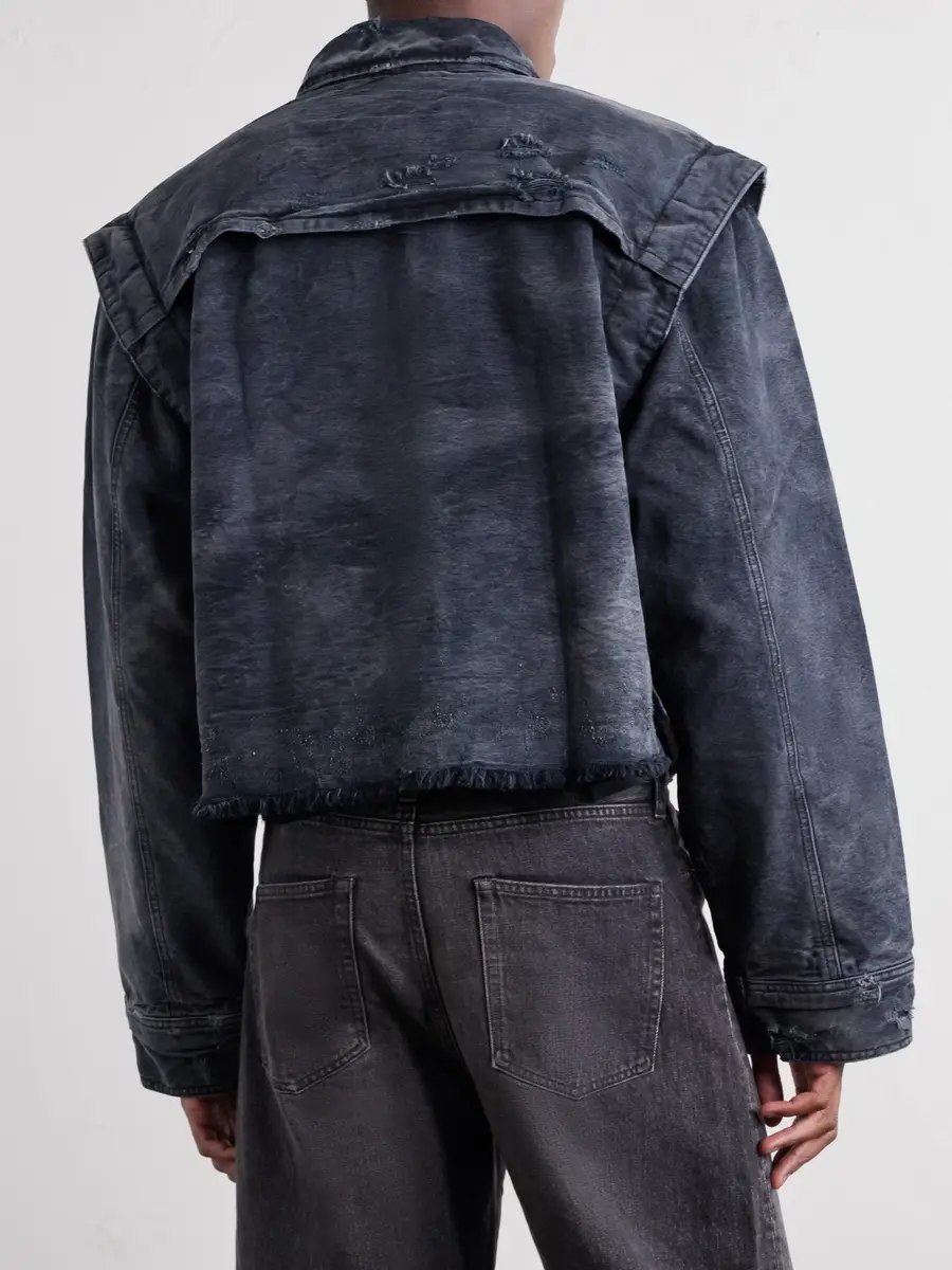SEKRIT Chopper Cropped Distressed Cotton-Canvas Bomber Jacket - Men | Thumbnail 4