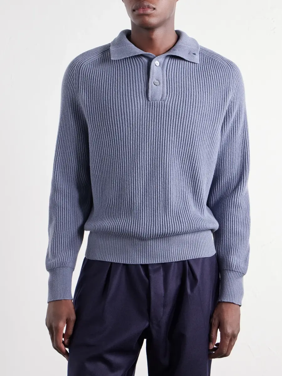 Stòffa Ribbed Cashmere Polo Sweater - Men | Thumbnail 3