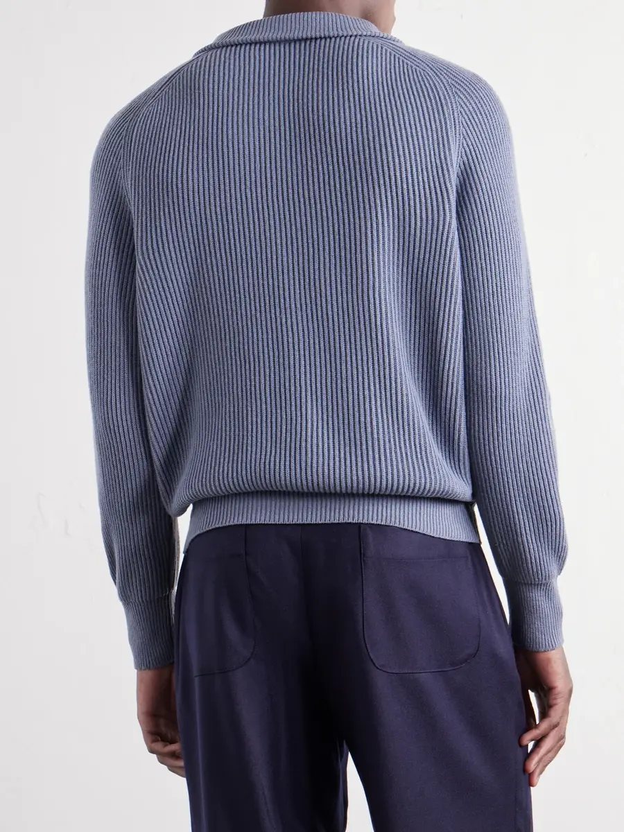 Stòffa Ribbed Cashmere Polo Sweater - Men | Thumbnail 4