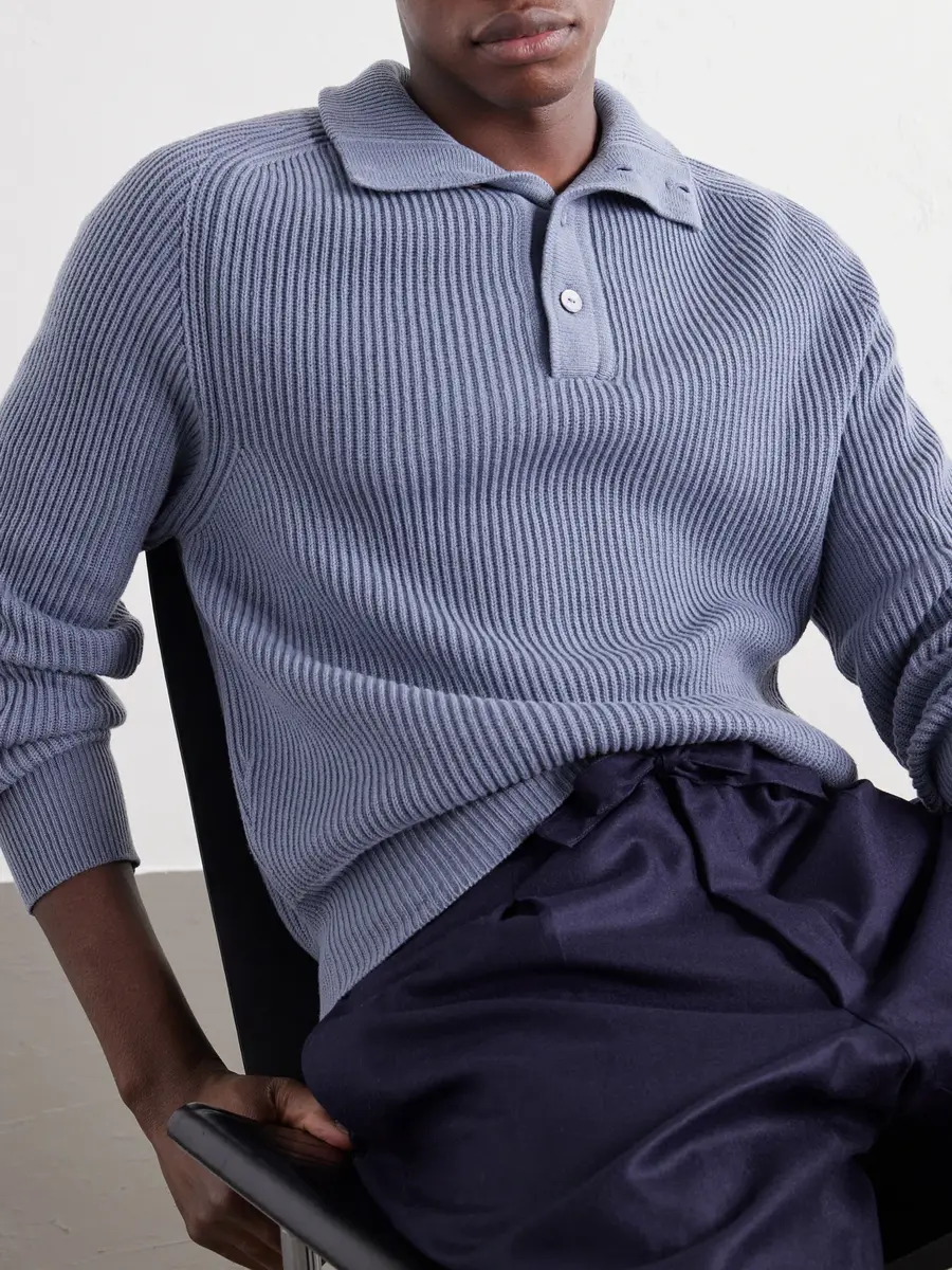 Stòffa Ribbed Cashmere Polo Sweater - Men | Thumbnail 5