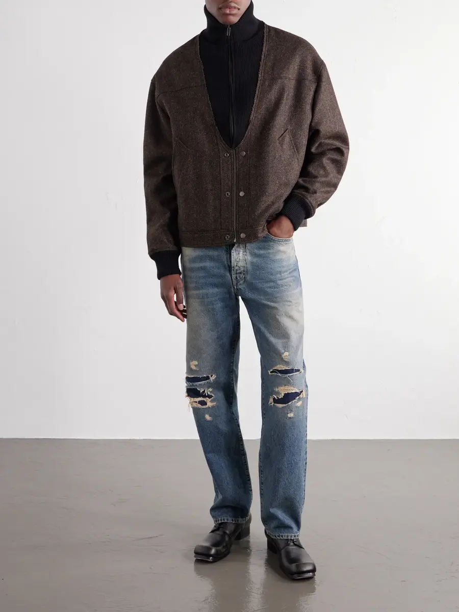 Maison Margiela Wool Herringbone Bomber Jacket - Men | Thumbnail 2 Maison Margiela Wool Herringbone Bomber Jacket - Men | Thumbnail 2