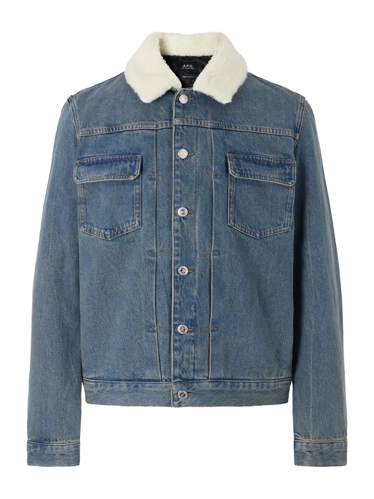 A.P.C. Justin Pleated Wool-Trimmed Denim Jacket - Men