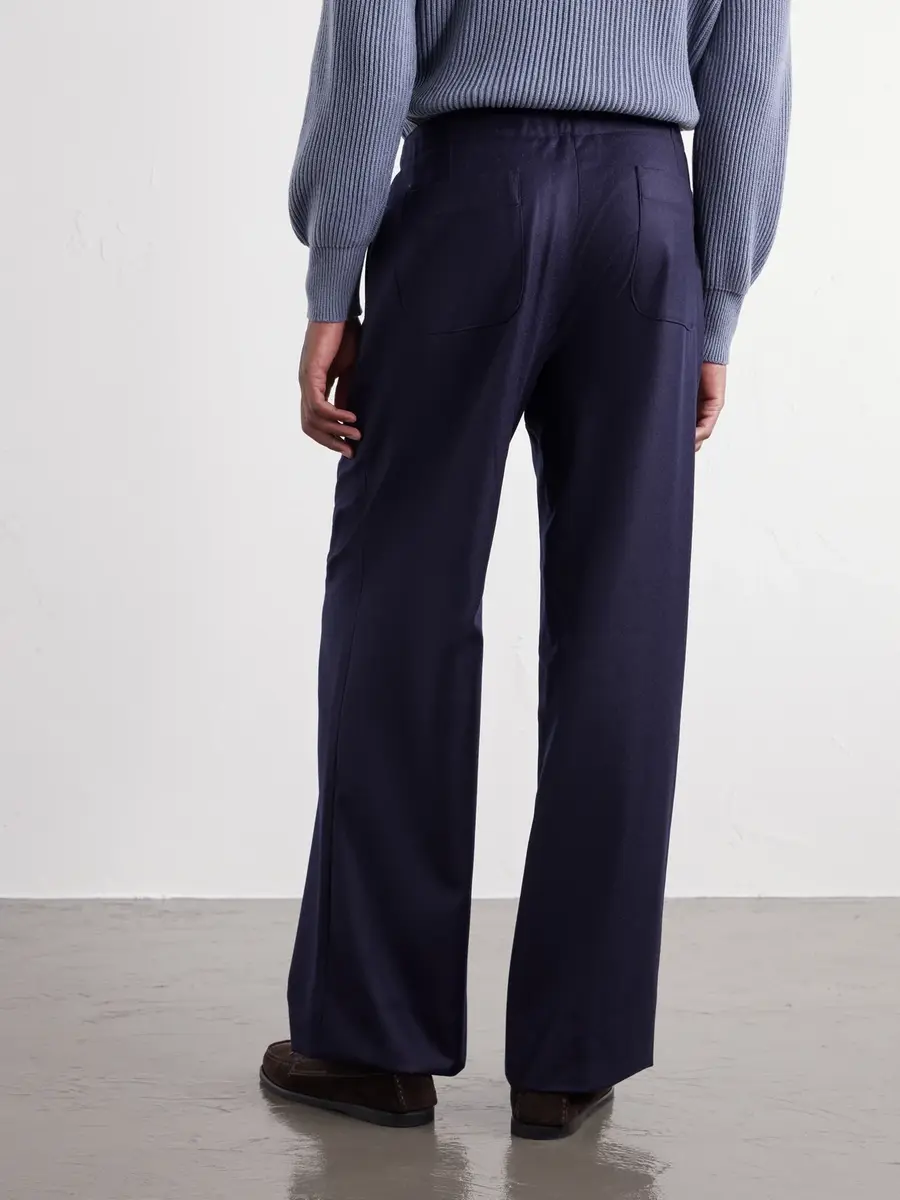 Stòffa Wide-Leg Drawstring Wool And Cashmere-Blend Flannel Trousers - Men | Thumbnail 4