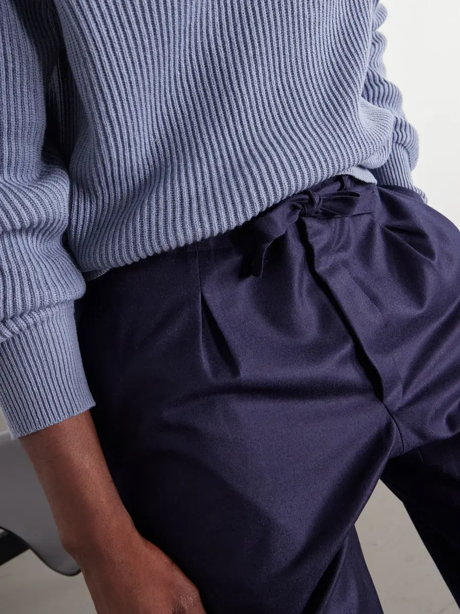 Stòffa Wide-Leg Drawstring Wool And Cashmere-Blend Flannel Trousers - Men | Thumbnail 5