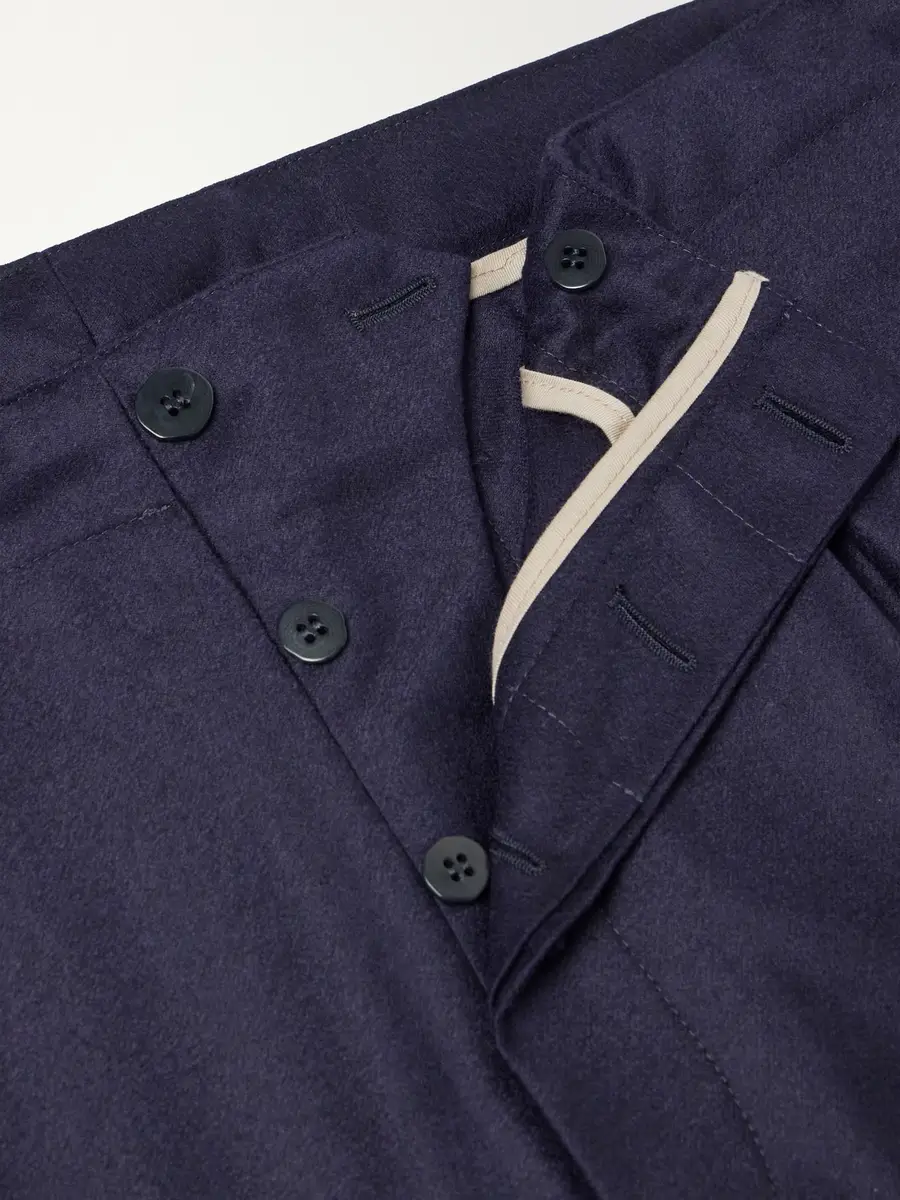 Stòffa Wide-Leg Drawstring Wool And Cashmere-Blend Flannel Trousers - Men | Thumbnail 6
