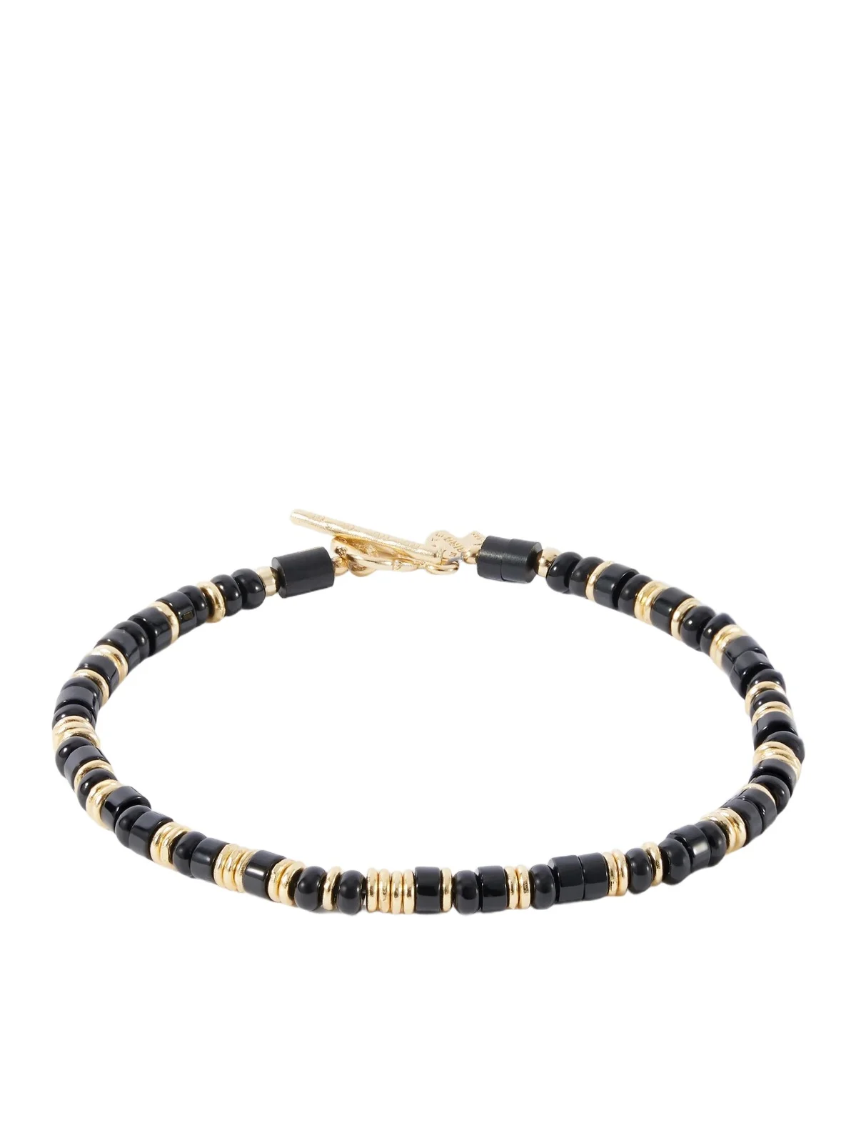 Peyote Bird Onyx Fire Gold-Plated Black Jet And Onyx Bracelet - Men
