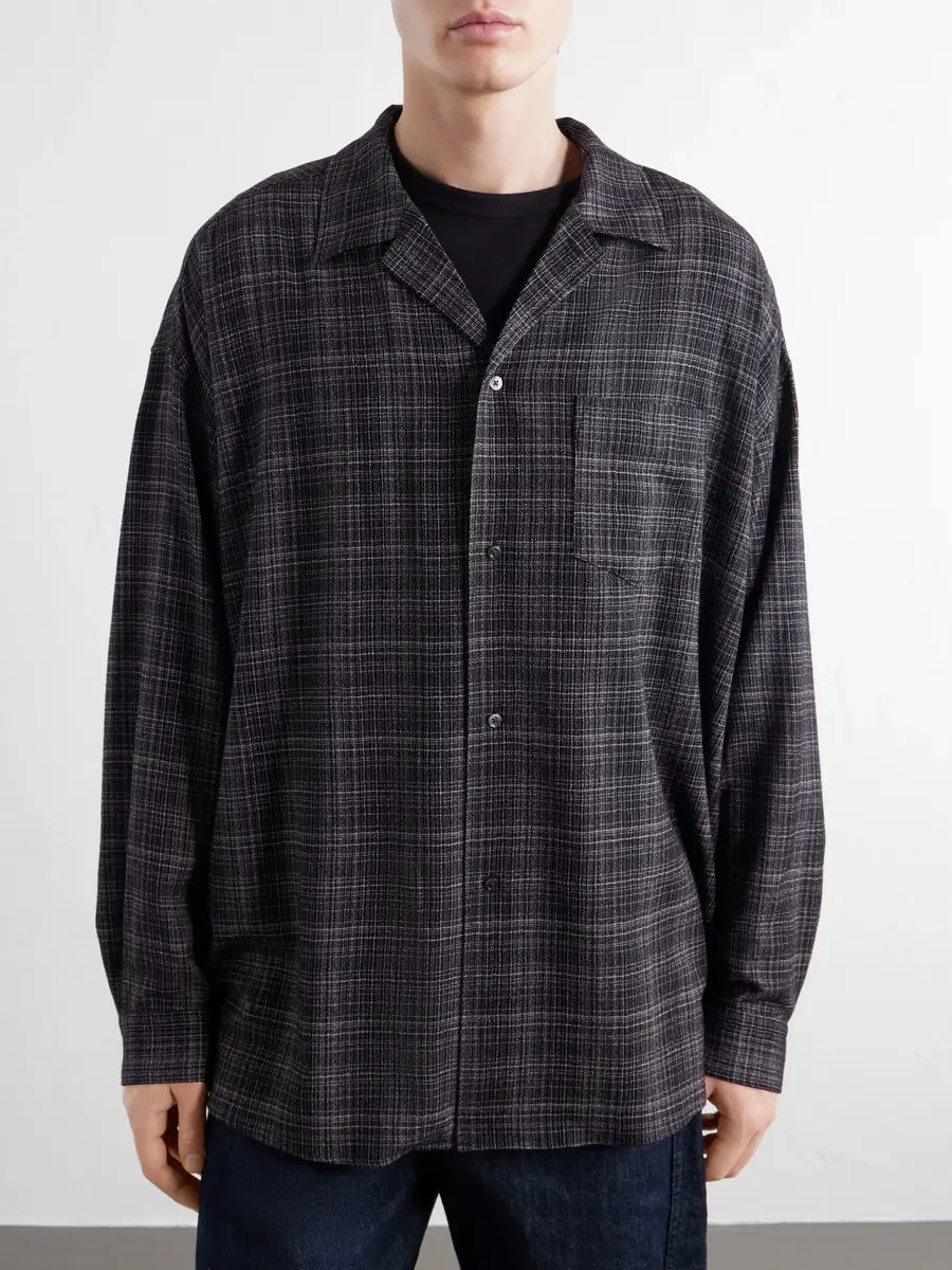 Graphpaper Camp-Collar Checked Wool-Basketweave Shirt - Men | Thumbnail 3 Graphpaper Camp-Collar Checked Wool-Basketweave Shirt - Men | Thumbnail 3