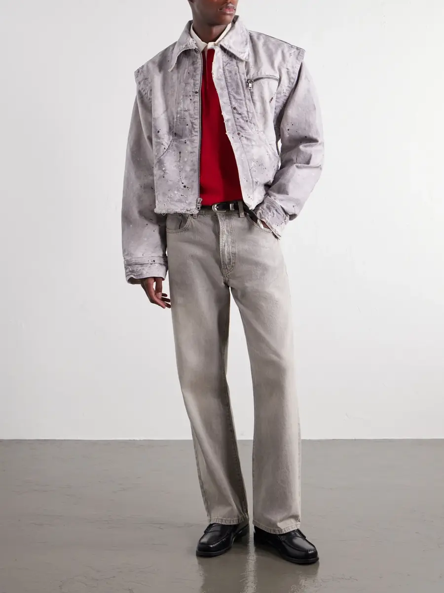 SEKRIT Chopper Cropped Distressed Cotton-Canvas Bomber Jacket - Men | Thumbnail 2