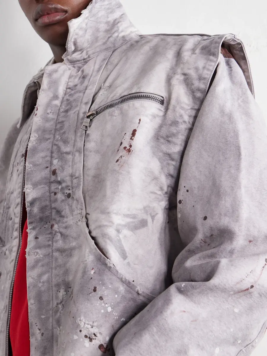 SEKRIT Chopper Cropped Distressed Cotton-Canvas Bomber Jacket - Men | Thumbnail 5