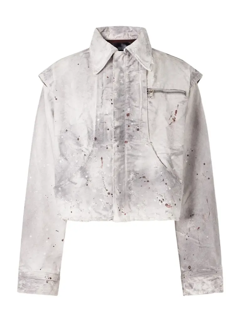 SEKRIT Chopper Cropped Distressed Cotton-Canvas Bomber Jacket - Men
