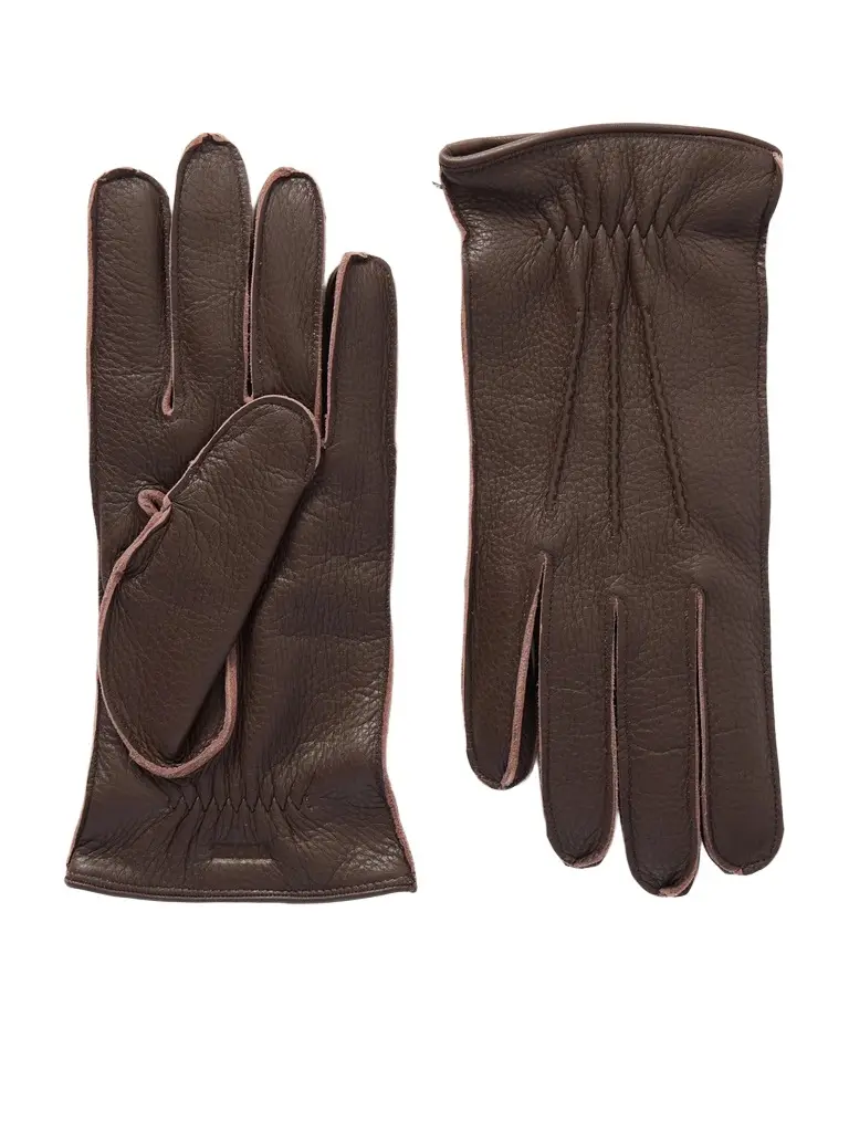 Zegna Logo-Embossed Full-Grain Leather Gloves - Men