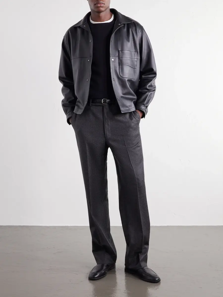 Stòffa Straight-Leg Wool And Cashmere-Blend Flannel Trousers - Men | Thumbnail 2