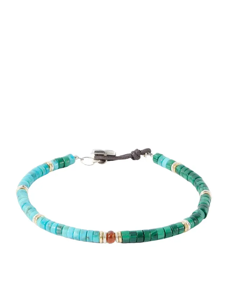 Peyote Bird Agua Santa Sterling Silver Multi-Stone Bracelet - Men