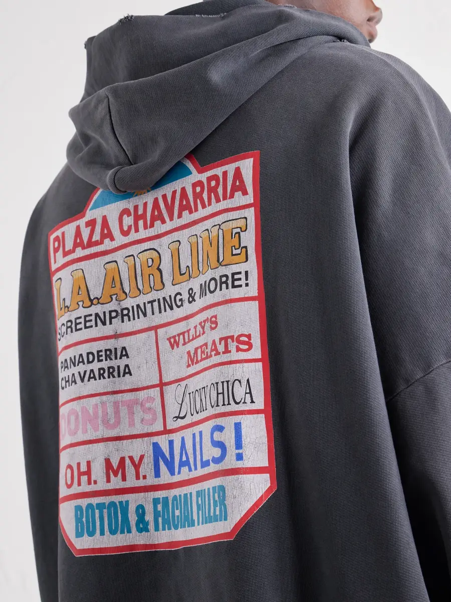 Willy Chavarria Plaza Chavarria Logo-Print Distressed Cotton-Jersey Zip-Up Hoodie - Men | Thumbnail 5 Willy Chavarria Plaza Chavarria Logo-Print Distressed Cotton-Jersey Zip-Up Hoodie - Men | Thumbnail 5