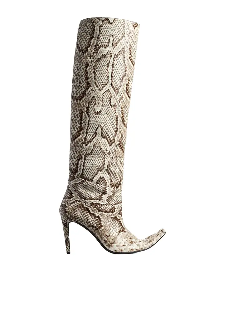 Khaite Marlene Knee-High Boot In Natural Python