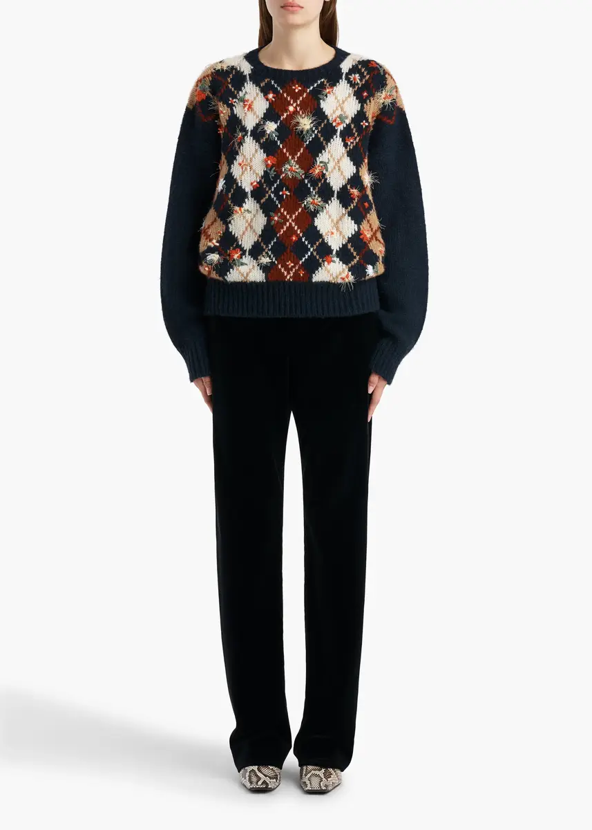 Khaite Timi Embroidery Sweater In Navy Multi | Thumbnail 2