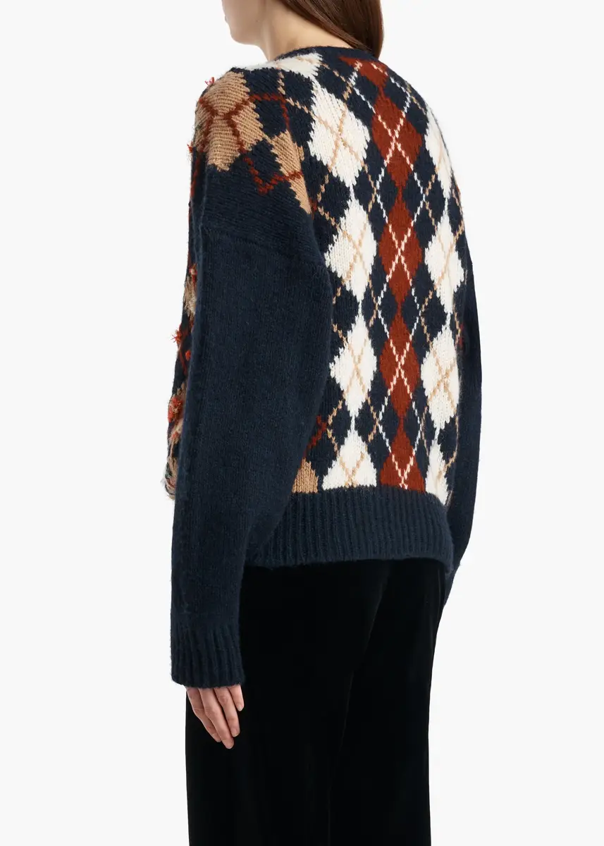 Khaite Timi Embroidery Sweater In Navy Multi | Thumbnail 4