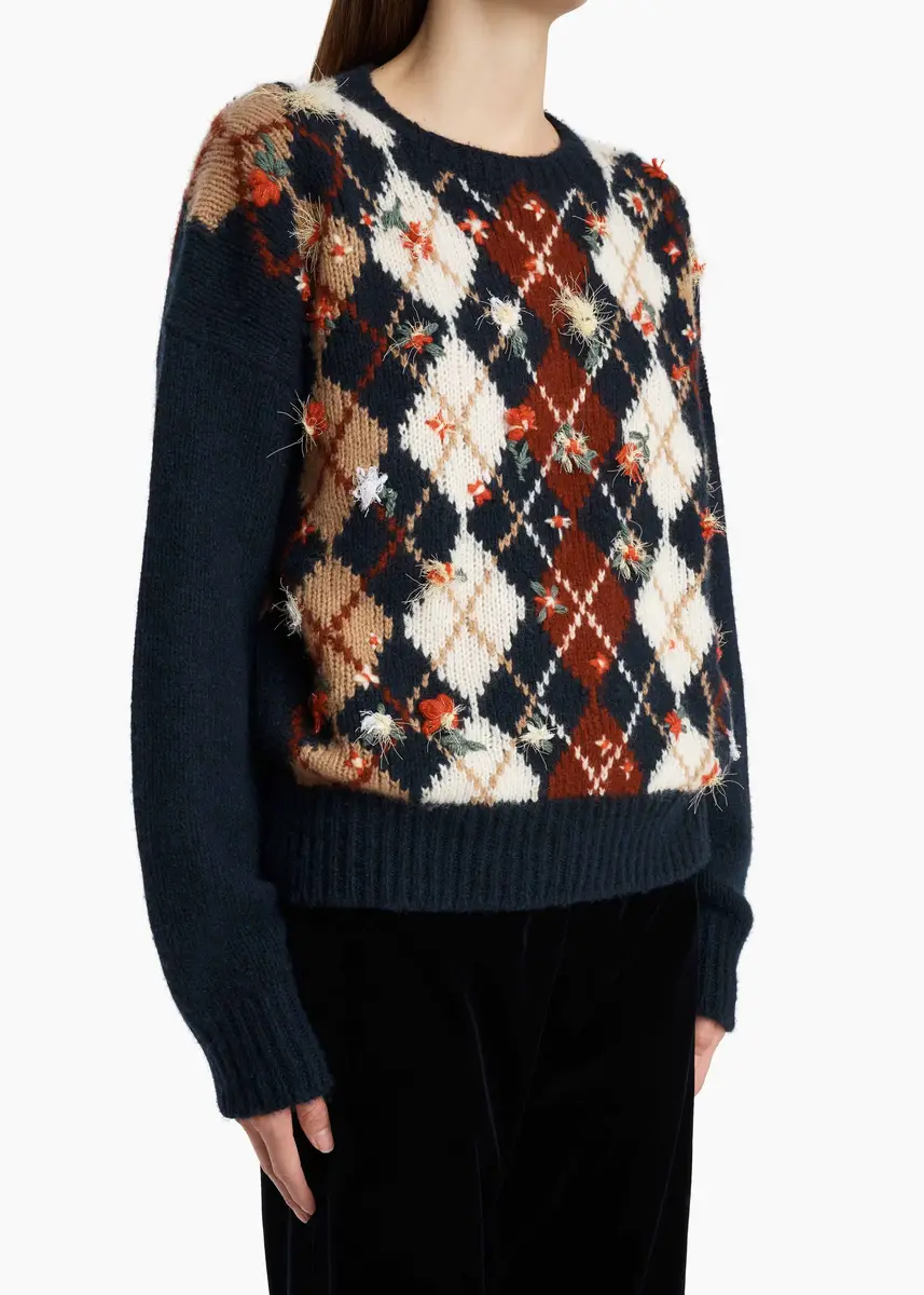 Khaite Timi Embroidery Sweater In Navy Multi | Thumbnail 5