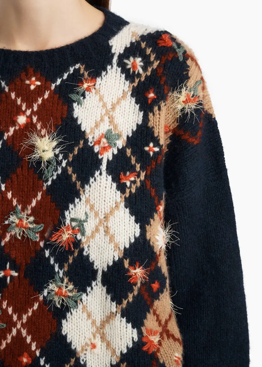 Khaite Timi Embroidery Sweater In Navy Multi | Thumbnail 6
