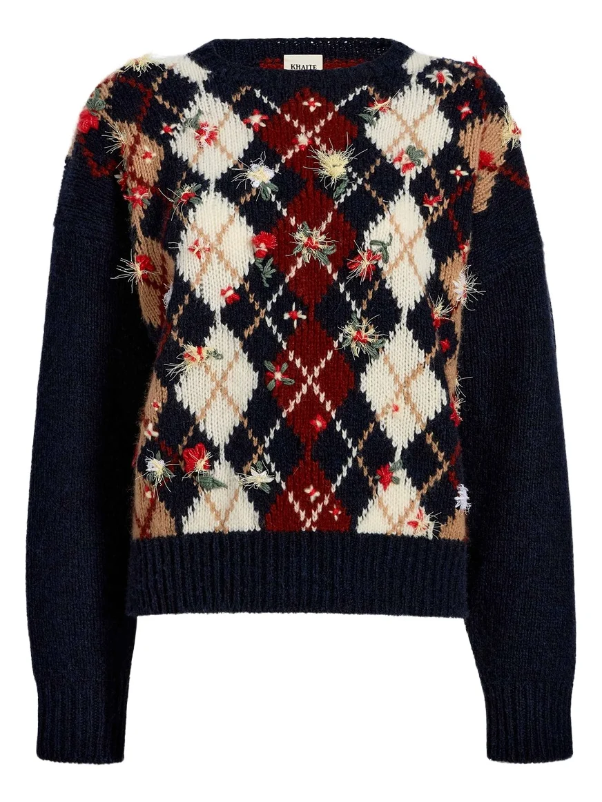 Timi Embroidery Sweater In Navy Multi