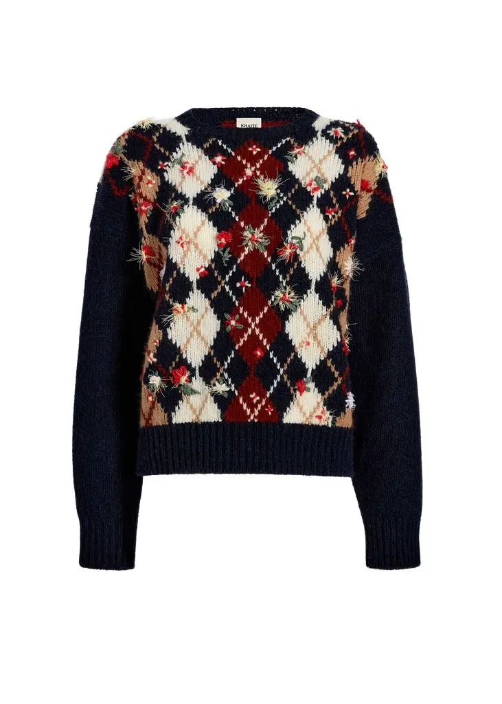 Khaite Timi Embroidery Sweater In Navy Multi