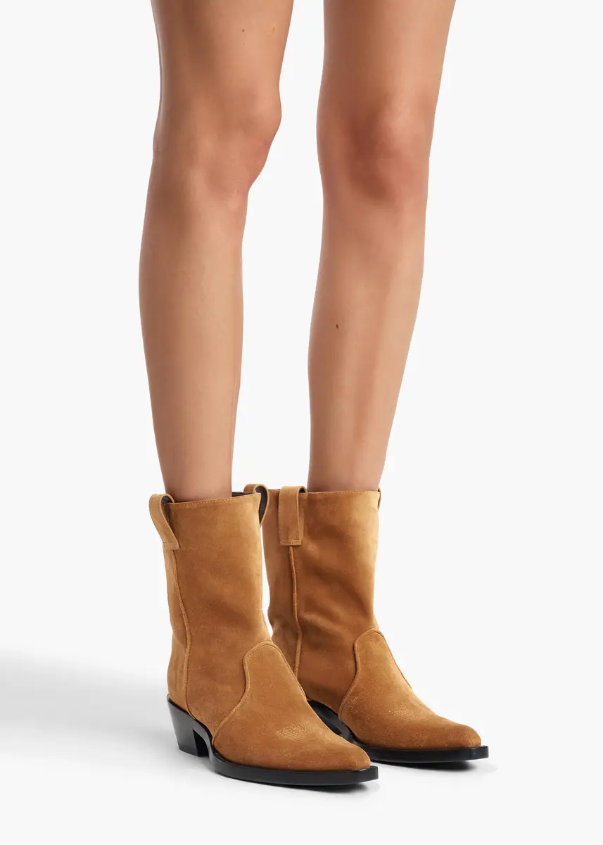 Khaite Clive Ankle Boot In Caramel Suede | Thumbnail 5 Khaite Clive Ankle Boot In Caramel Suede | Thumbnail 5