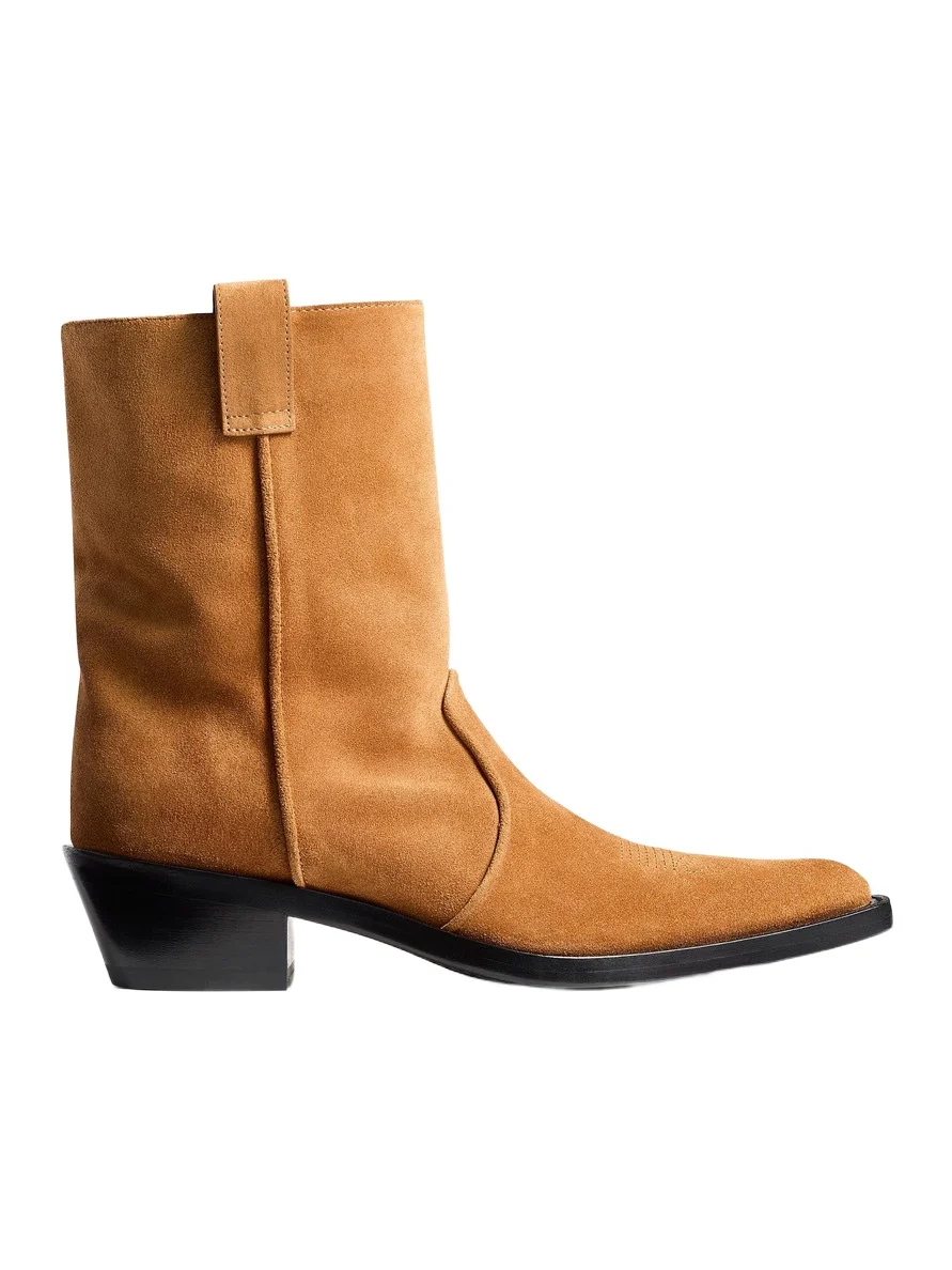 Khaite Clive Ankle Boot In Caramel Suede