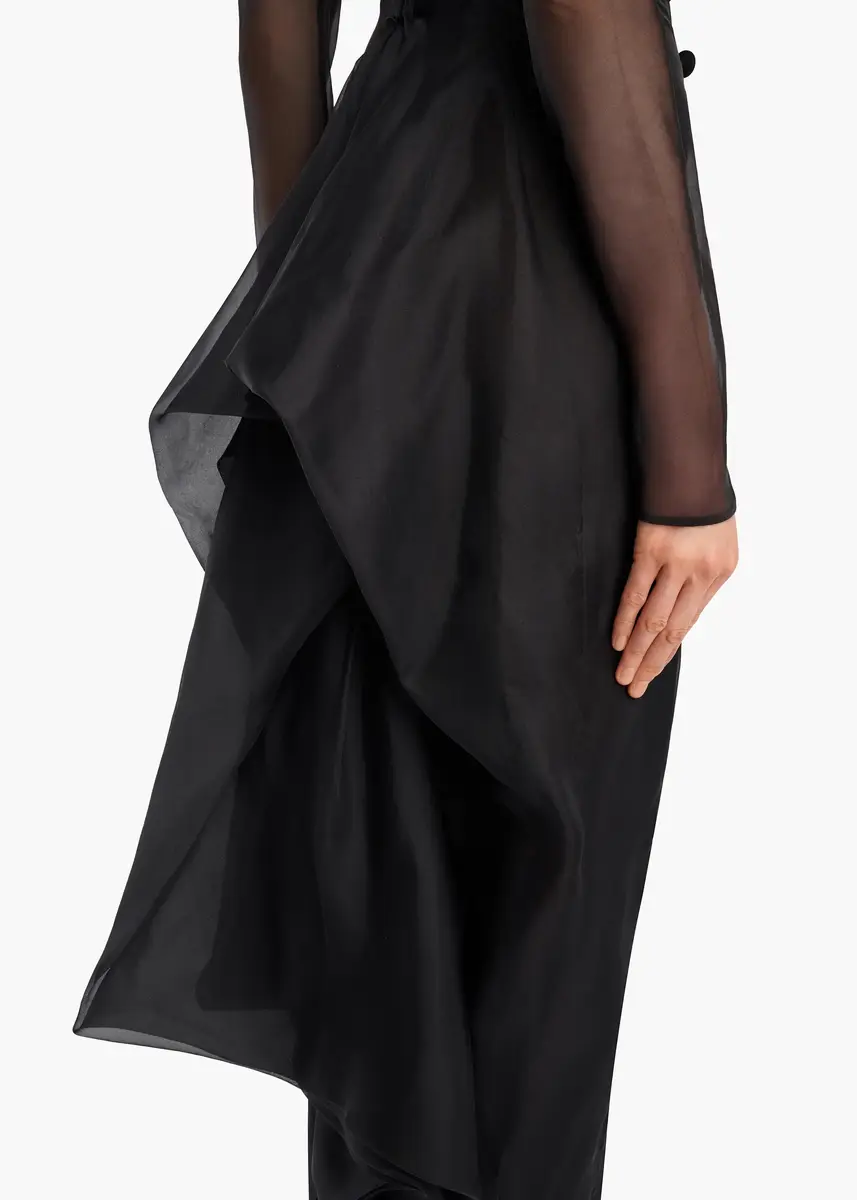 Khaite Toldo Dress In Black With Draped Cord Embroidery | Thumbnail 5