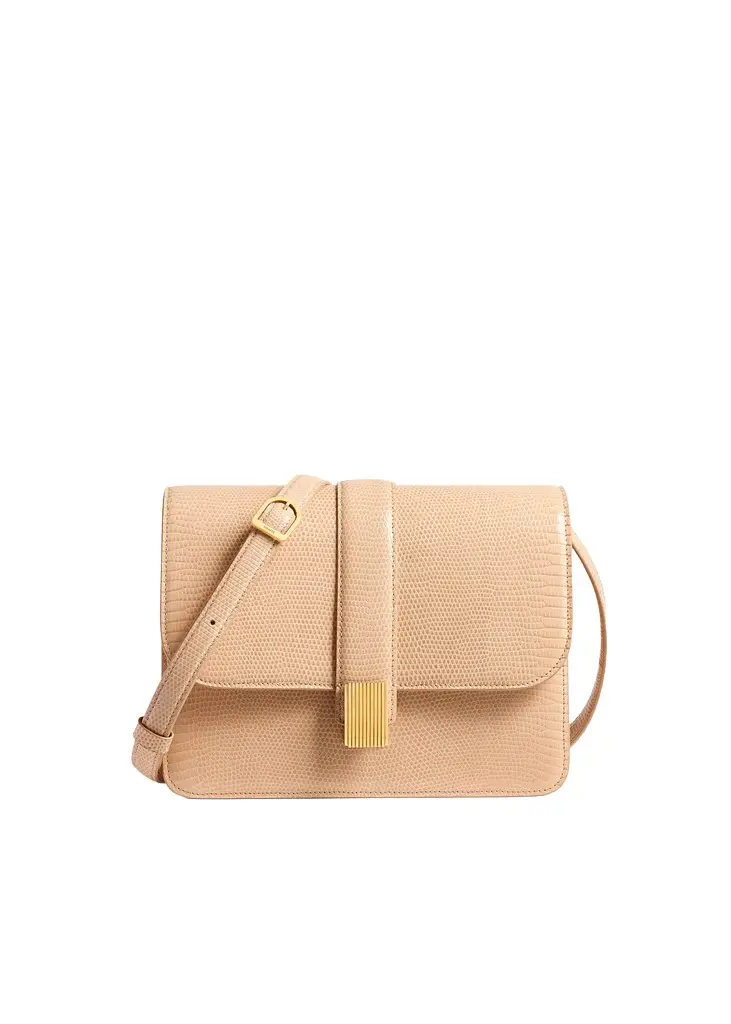 Khaite Blake Crossbody Bag In Desert Sand Lizard