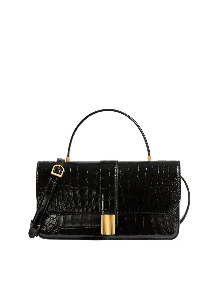 Khaite Blake Top Handle Bag In Black Alligator