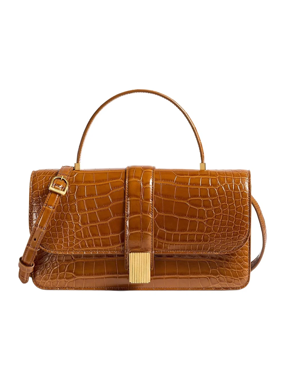 Khaite Blake Top Handle Bag In Dark Honey Alligator